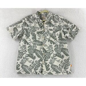 Quiksilver Waterman Collection Jungle Life Shirt Mens Large Green Button-Up SS